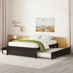 Full Solid Wood Platform Bed with Twin Trundle