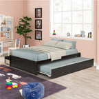 Full Solid Wood Platform Bed with Twin Trundle