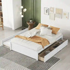 Full Solid Wood Platform Bed with Twin Trundle