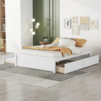 Full Solid Wood Platform Bed with Twin Trundle