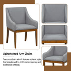 Rustic Style 7-Piece Extendable Dining Table Set with Removable Leaf, 2 Arm Chairs and 4 Armless Chairs