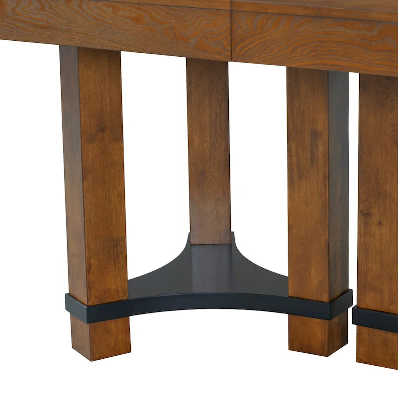 Rustic Style 7-Piece Extendable Dining Table Set with Removable Leaf, 2 Arm Chairs and 4 Armless Chairs