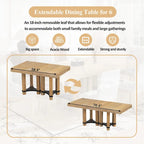 Rustic Style 7-Piece Extendable Dining Table Set with Removable Leaf, 2 Arm Chairs and 4 Armless Chairs