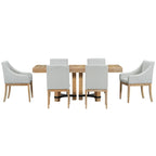 Rustic Style 7-Piece Extendable Dining Table Set with Removable Leaf, 2 Arm Chairs and 4 Armless Chairs