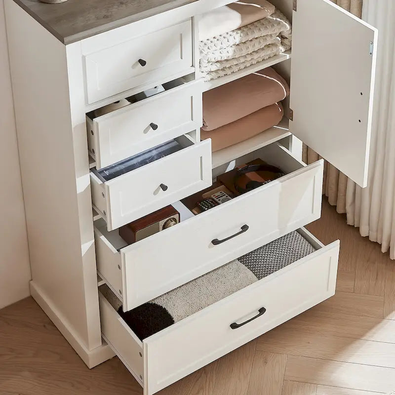 Farmhouse 5-Drawer Gentlemen's Chest, Tall Chest of Drawers, Organizer Storage for Living Room