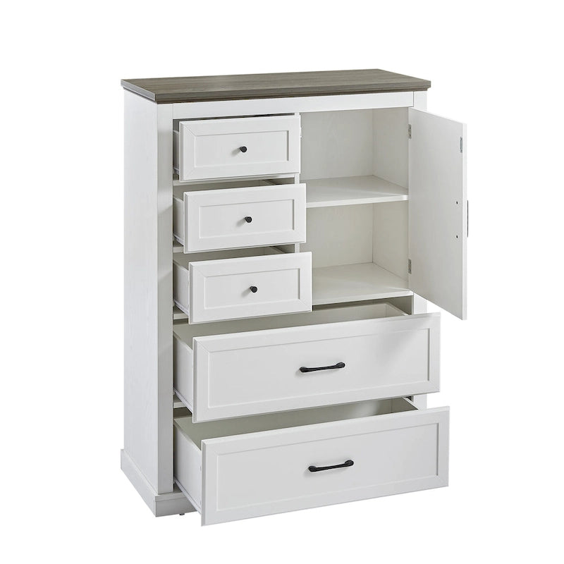 Farmhouse 5-Drawer Gentlemen's Chest, Tall Chest of Drawers, Organizer Storage for Living Room