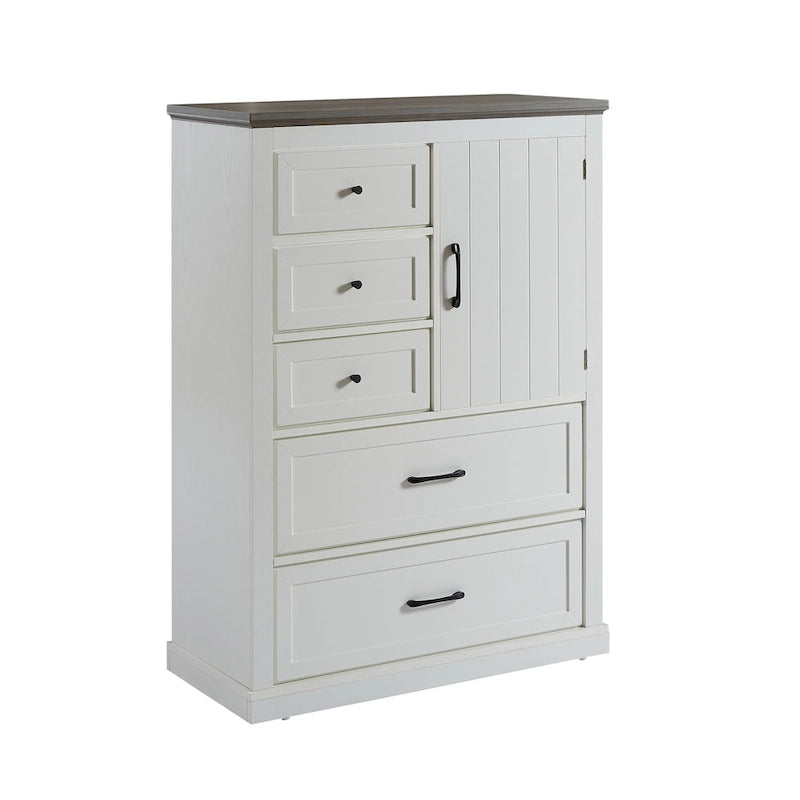 Farmhouse 5-Drawer Gentlemen's Chest, Tall Chest of Drawers, Organizer Storage for Living Room