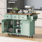 Kitchen Island Cart on 5 Wheels, Breakfast Bar Cabinet, Rolling Kitchen Island with Drop Leaf, 3 Drawers & Removable Shelves