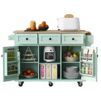 Kitchen Island Cart on 5 Wheels, Breakfast Bar Cabinet, Rolling Kitchen Island with Drop Leaf, 3 Drawers & Removable Shelves