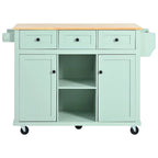 Kitchen Island Cart on 5 Wheels, Breakfast Bar Cabinet, Rolling Kitchen Island with Drop Leaf, 3 Drawers & Removable Shelves