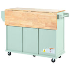 Kitchen Island Cart on 5 Wheels, Breakfast Bar Cabinet, Rolling Kitchen Island with Drop Leaf, 3 Drawers & Removable Shelves