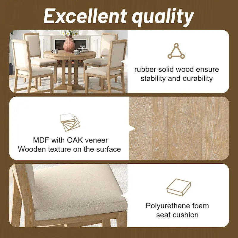 Curved 4 Piece Kitchen Chair Dining Chair Set with Upholstered, Solid Wood Legs for Dining Room Kitchen Living Room Bedroom