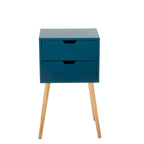 Mid-Century Modern Nightstands Set of 2 with 2 Drawers and Solid Wood Legs for Bedroom or Living Room