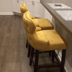 Button Tufted Velvet Wing Back Barstools Set of 6