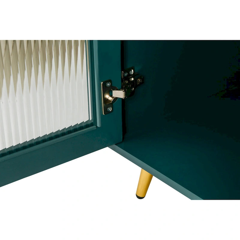 Wood TV Stand with Storage Cabinet & Adjustable Shelves