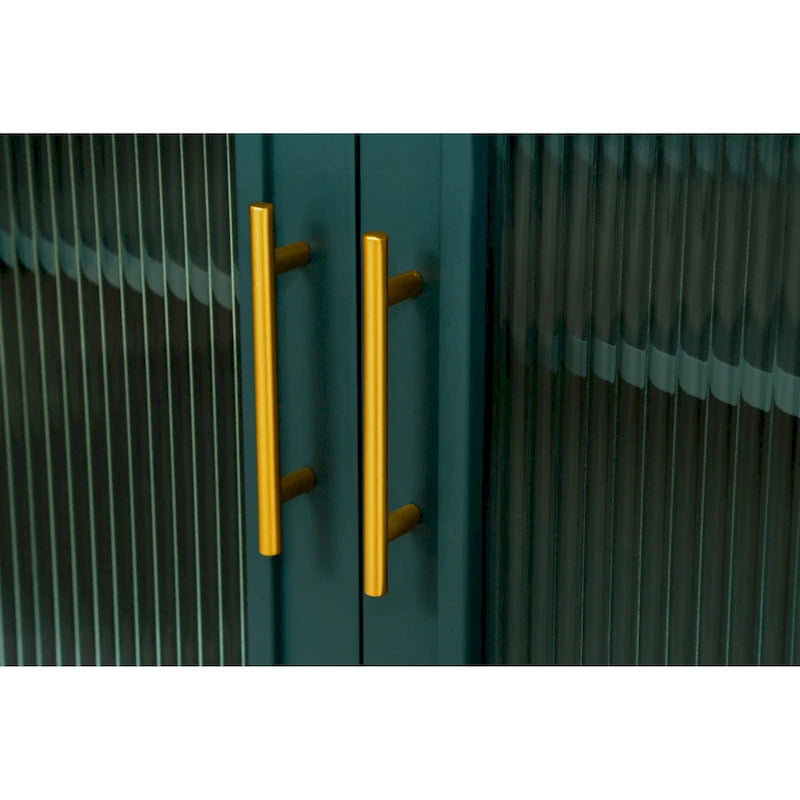 Wood TV Stand with Storage Cabinet & Adjustable Shelves