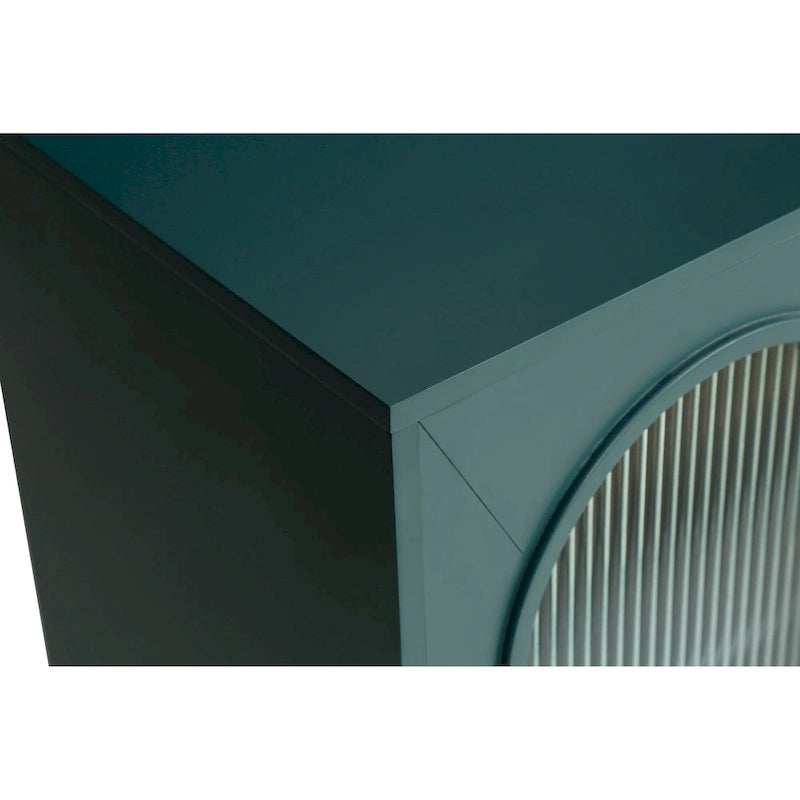 Wood TV Stand with Storage Cabinet & Adjustable Shelves