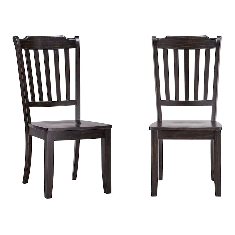 Ronda Slat Back Wood Dining Chairs (Set of 2)