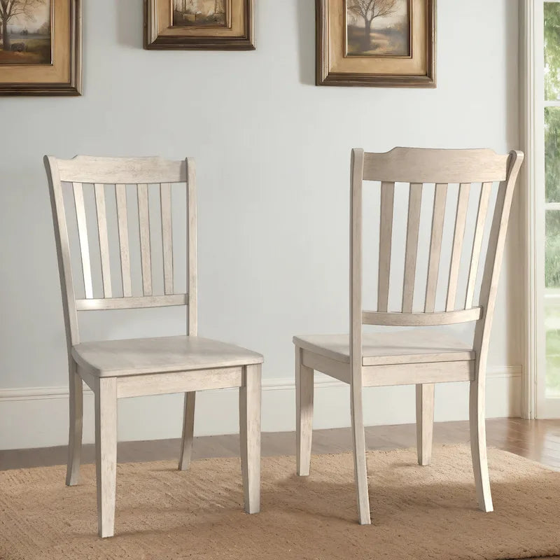 Ronda Slat Back Wood Dining Chairs (Set of 2)