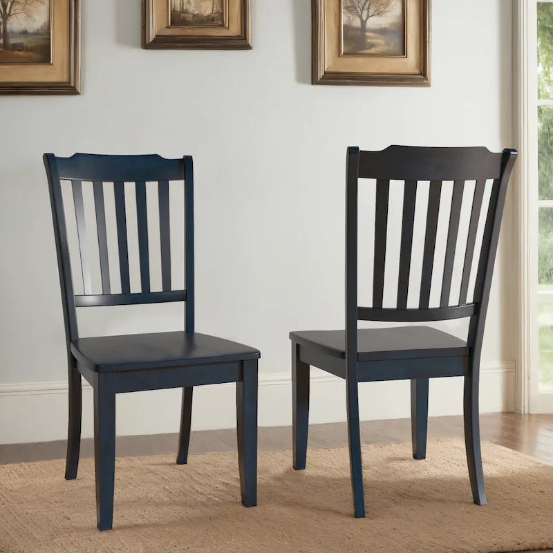 Ronda Slat Back Wood Dining Chairs (Set of 2)