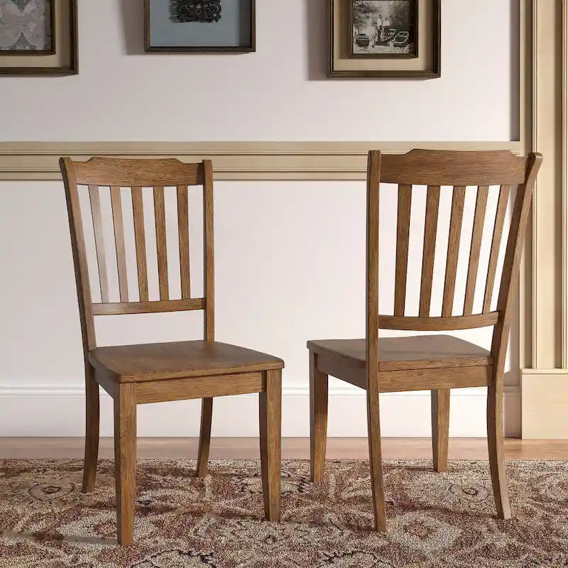 Ronda Slat Back Wood Dining Chairs (Set of 2)