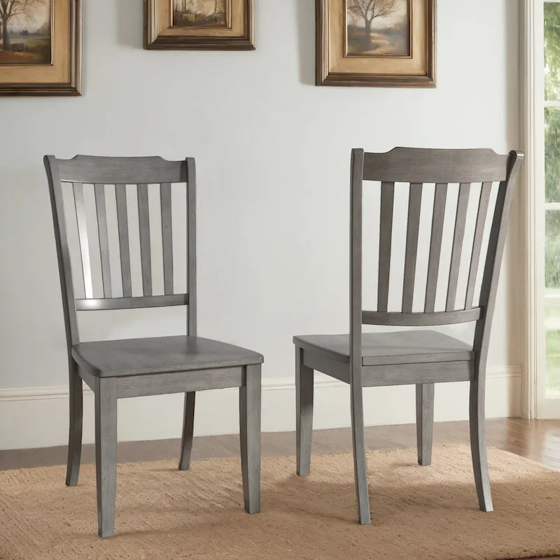 Ronda Slat Back Wood Dining Chairs (Set of 2)