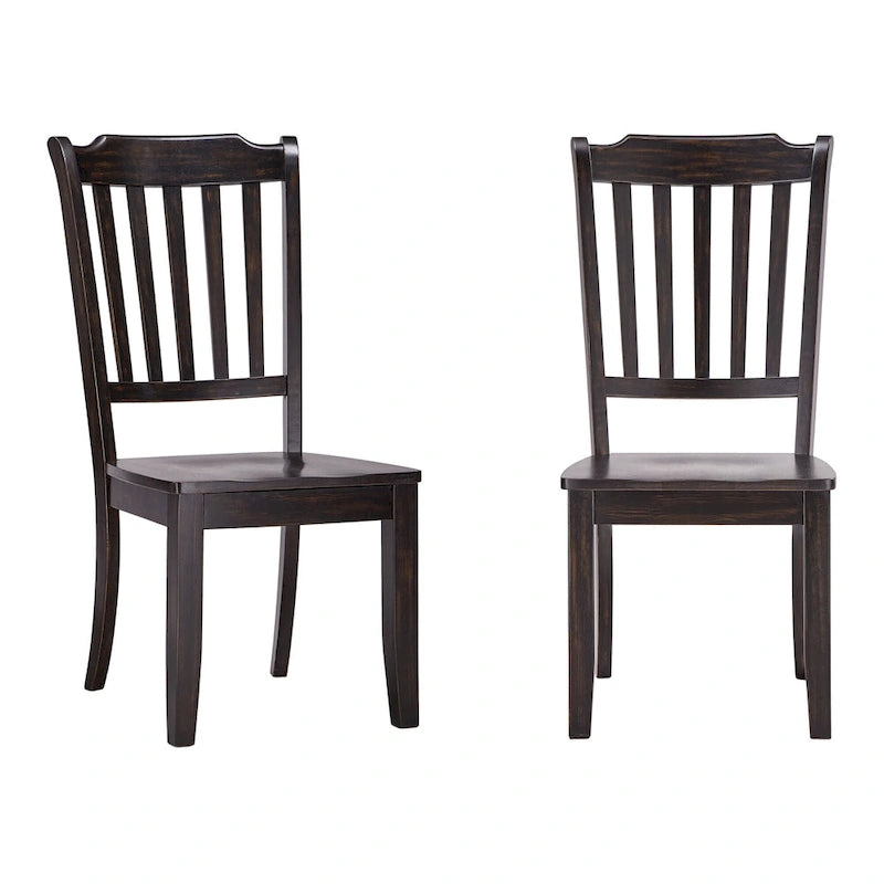 Ronda Slat Back Wood Dining Chairs (Set of 2)