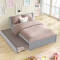Full Size Wood Platform Bed Frame with Headboard and Twin Trundle
