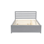 Full Size Wood Platform Bed Frame with Headboard and Twin Trundle
