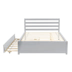 Full Size Wood Platform Bed Frame with Headboard and Twin Trundle