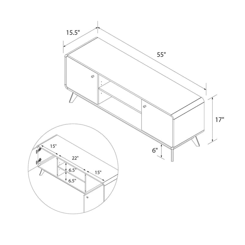 Ren Home Leva Media Console TV Stand with Storage