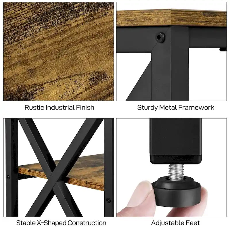 Yaheetech Vintage Wood 3-Tier Console Table TV Stand for TV up to 70