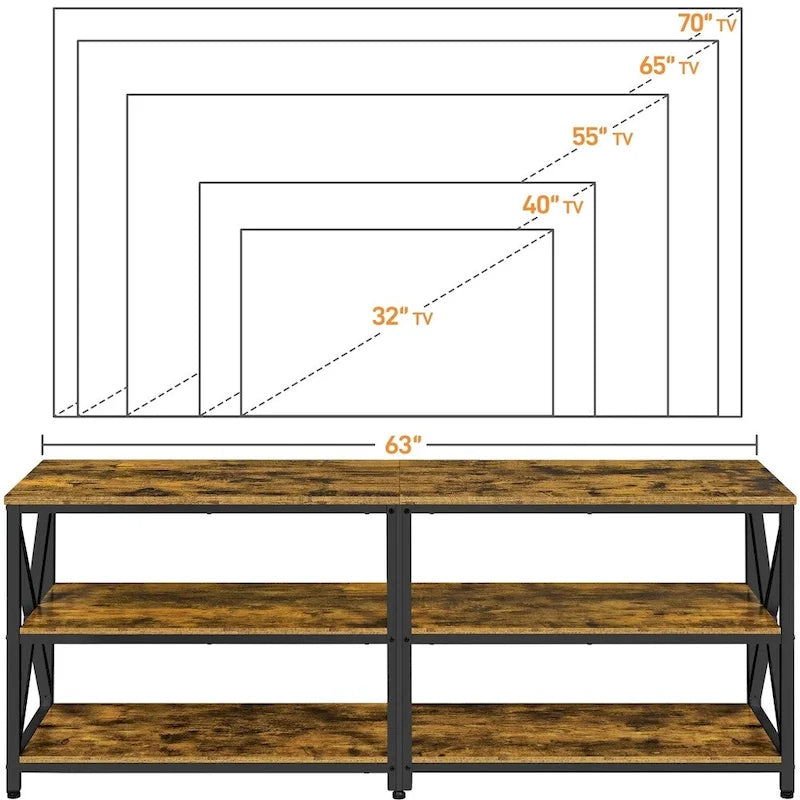 Yaheetech Vintage Wood 3-Tier Console Table TV Stand for TV up to 70