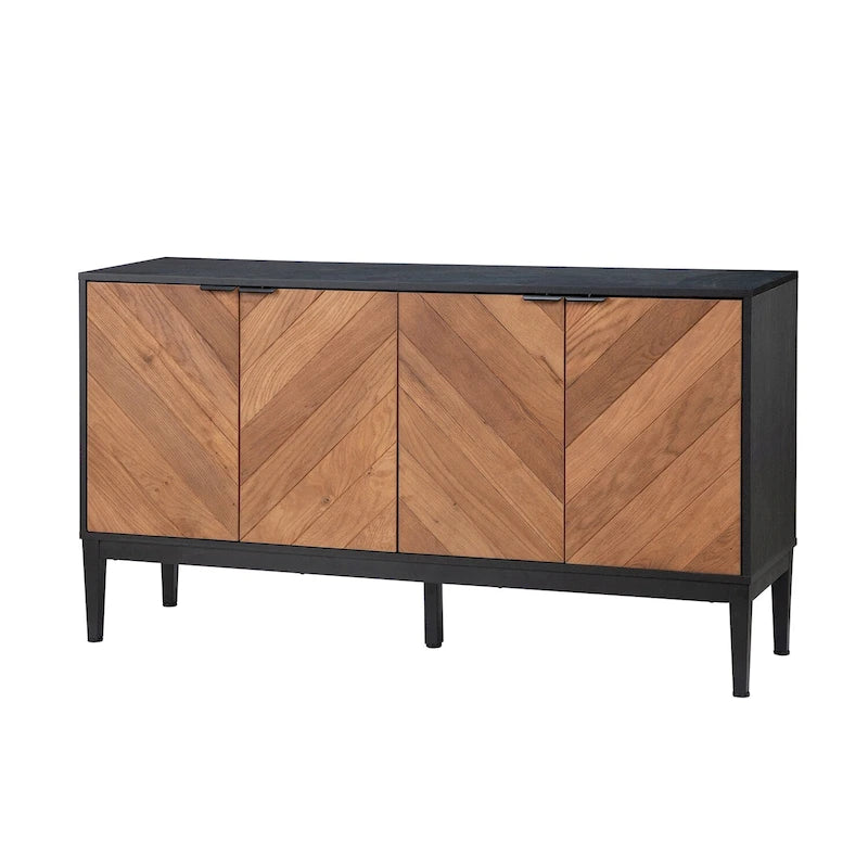 Senin Modern Herringbone TV Stand with Adjustable Shelves by HULALA HOME - 55 inches