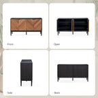 Senin Modern Herringbone TV Stand with Adjustable Shelves by HULALA HOME - 55 inches