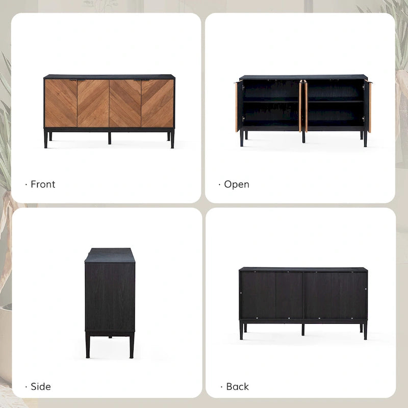 Senin Modern Herringbone TV Stand with Adjustable Shelves by HULALA HOME - 55 inches