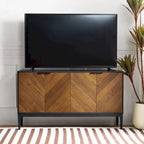 Senin Modern Herringbone TV Stand with Adjustable Shelves by HULALA HOME - 55 inches