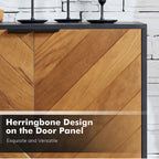 Senin Modern Herringbone TV Stand with Adjustable Shelves by HULALA HOME - 55 inches