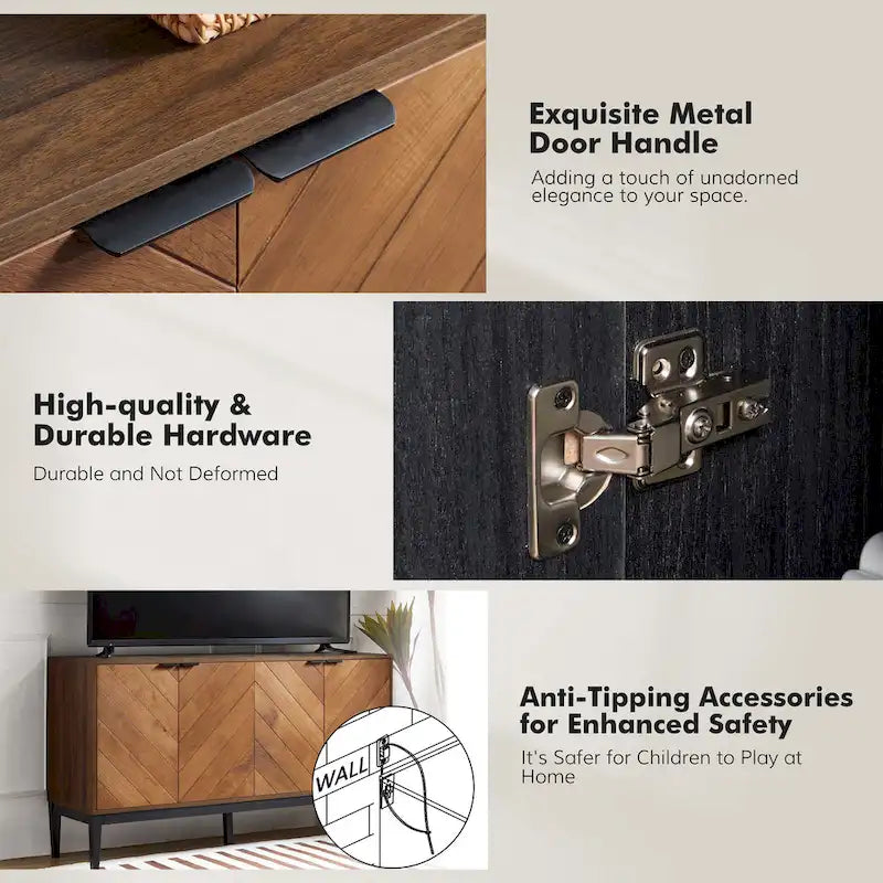 Senin Modern Herringbone TV Stand with Adjustable Shelves by HULALA HOME - 55 inches