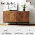 Senin Modern Herringbone TV Stand with Adjustable Shelves by HULALA HOME - 55 inches