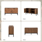 Senin Modern Herringbone TV Stand with Adjustable Shelves by HULALA HOME - 55 inches