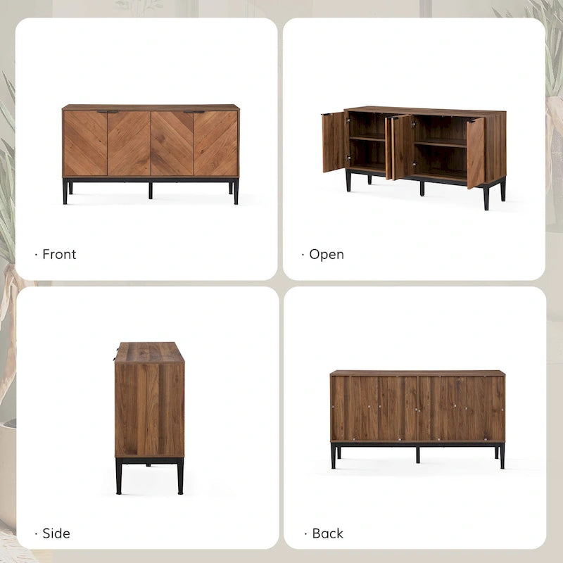 Senin Modern Herringbone TV Stand with Adjustable Shelves by HULALA HOME - 55 inches