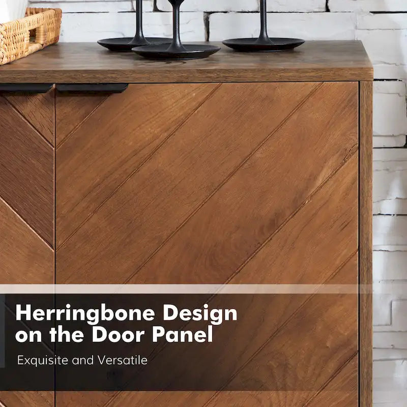 Senin Modern Herringbone TV Stand with Adjustable Shelves by HULALA HOME - 55 inches