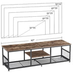 Javlergo TV Stand Industrial Entertainment Center Media Console Table with Storage and Mesh Shelf for Living Room/Bedroom, Brown