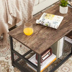 Javlergo TV Stand Industrial Entertainment Center Media Console Table with Storage and Mesh Shelf for Living Room/Bedroom, Brown