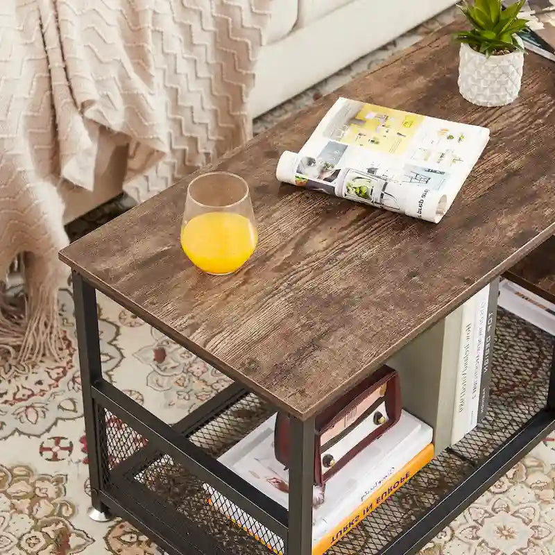 Javlergo TV Stand Industrial Entertainment Center Media Console Table with Storage and Mesh Shelf for Living Room/Bedroom, Brown