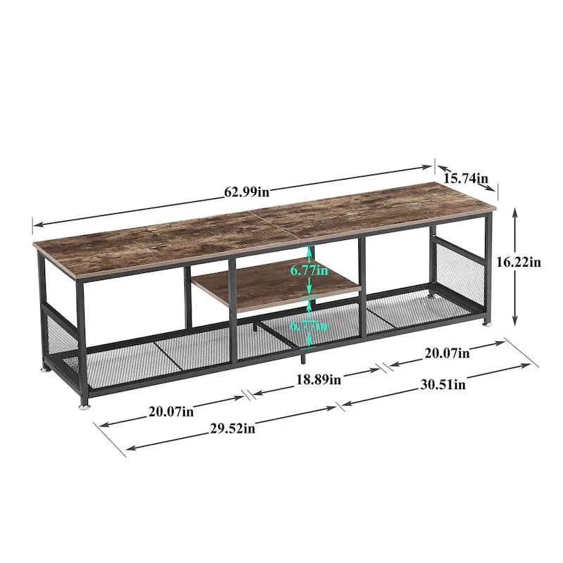 Javlergo TV Stand Industrial Entertainment Center Media Console Table with Storage and Mesh Shelf for Living Room/Bedroom, Brown