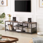 Javlergo TV Stand Industrial Entertainment Center Media Console Table with Storage and Mesh Shelf for Living Room/Bedroom, Brown