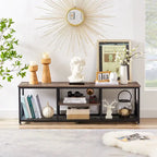 Javlergo TV Stand Industrial Entertainment Center Media Console Table with Storage and Mesh Shelf for Living Room/Bedroom, Brown