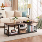 Javlergo TV Stand Industrial Entertainment Center Media Console Table with Storage and Mesh Shelf for Living Room/Bedroom, Brown